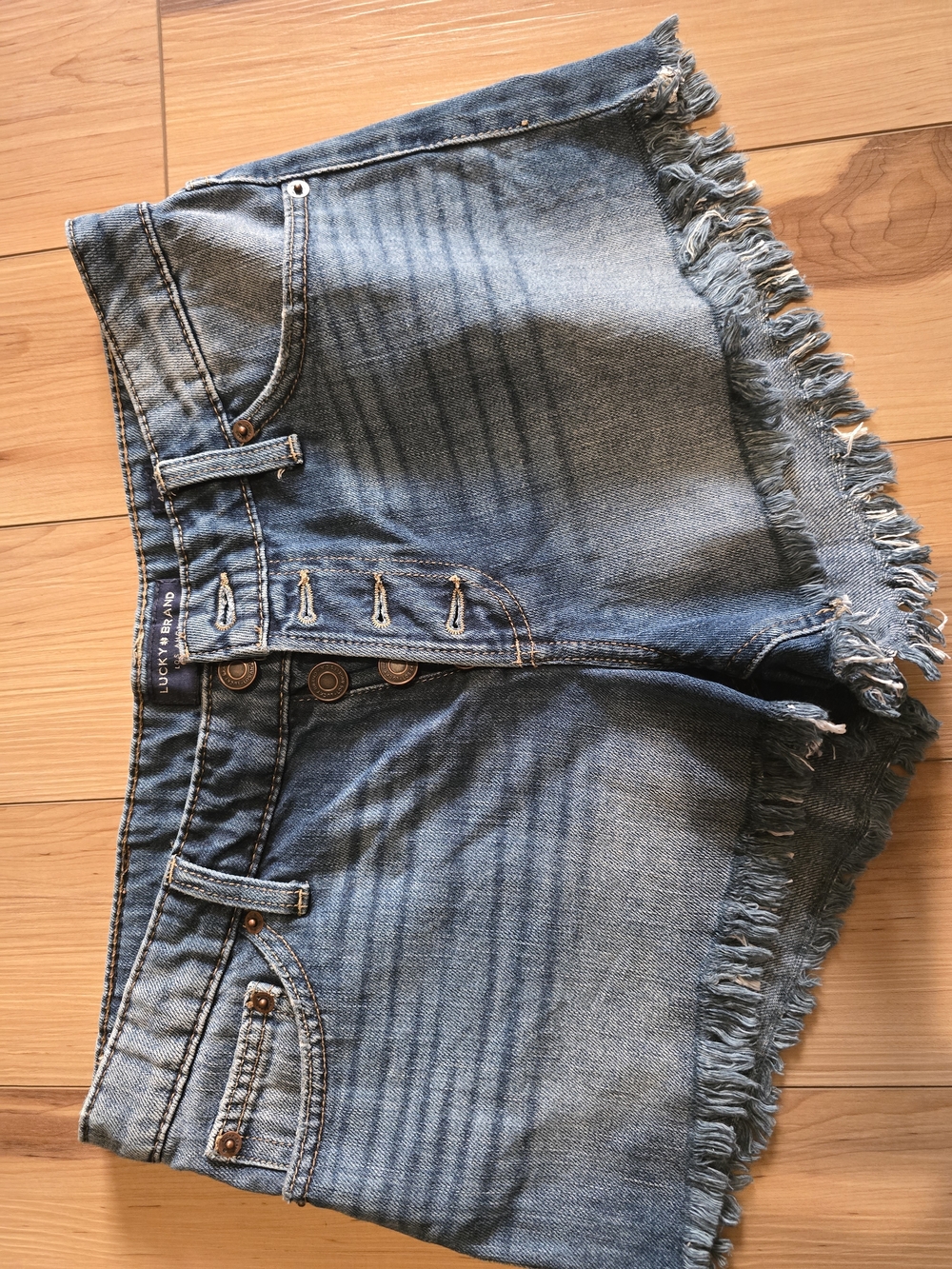 Lucky Brand Distressed Light Blue Denim Frayed Hem Shorts
